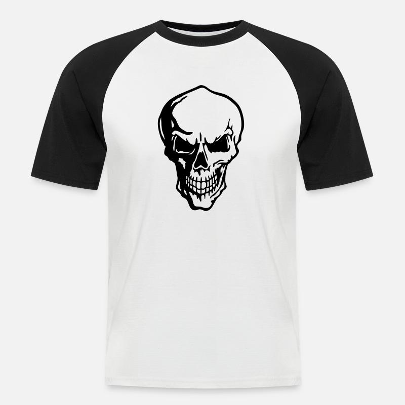 skull_2 - Männer Baseball-T-Shirt - Weiß/Schwarz