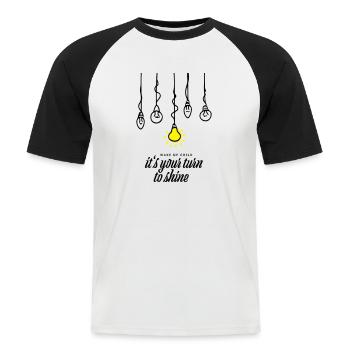 À votre tour de briller - T-shirt baseball manches courtes Homme - blanc/noir - Devant - Nik (191cm)
