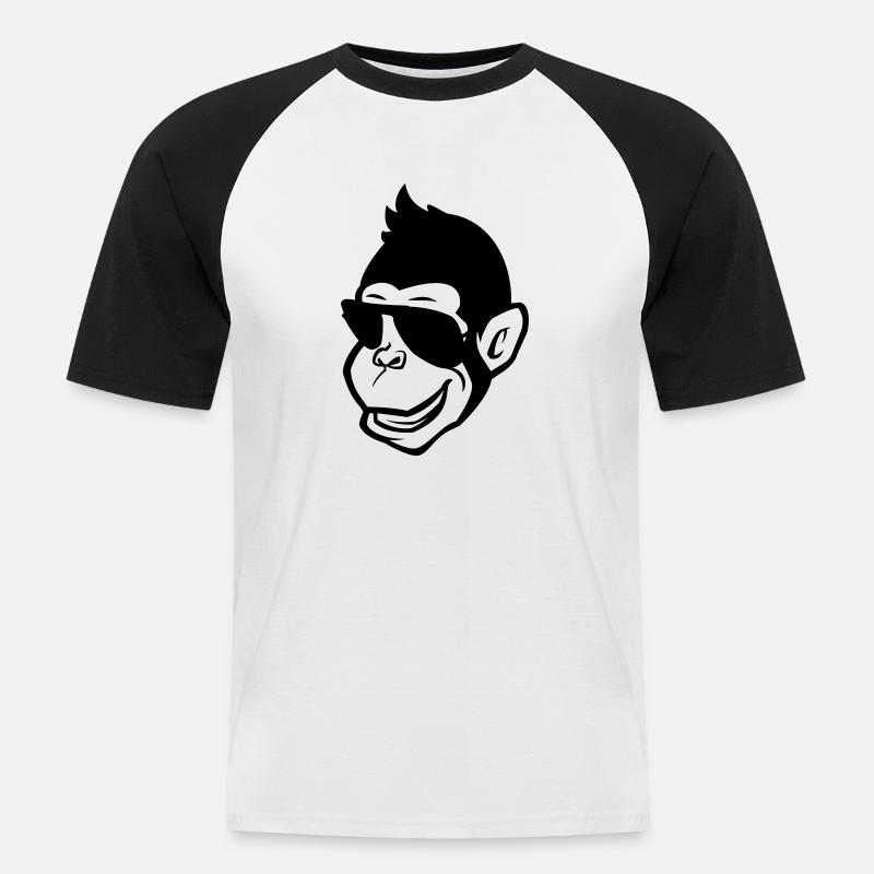monkey cool comic - Männer Baseball-T-Shirt - Weiß/Schwarz