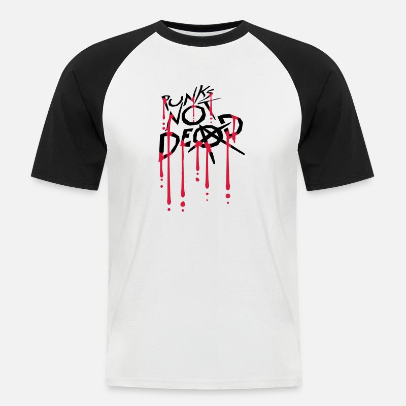 punks not dead Zitat - Männer Baseball-T-Shirt - Weiß/Schwarz