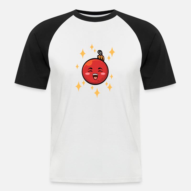 Lustige Weihnachtskugel #2/9 - Männer Baseball-T-Shirt - Weiß/Schwarz