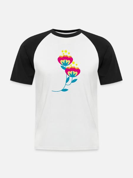 Flower Blume Pflanze - Männer Baseball-T-Shirt - Weiß/Schwarz
