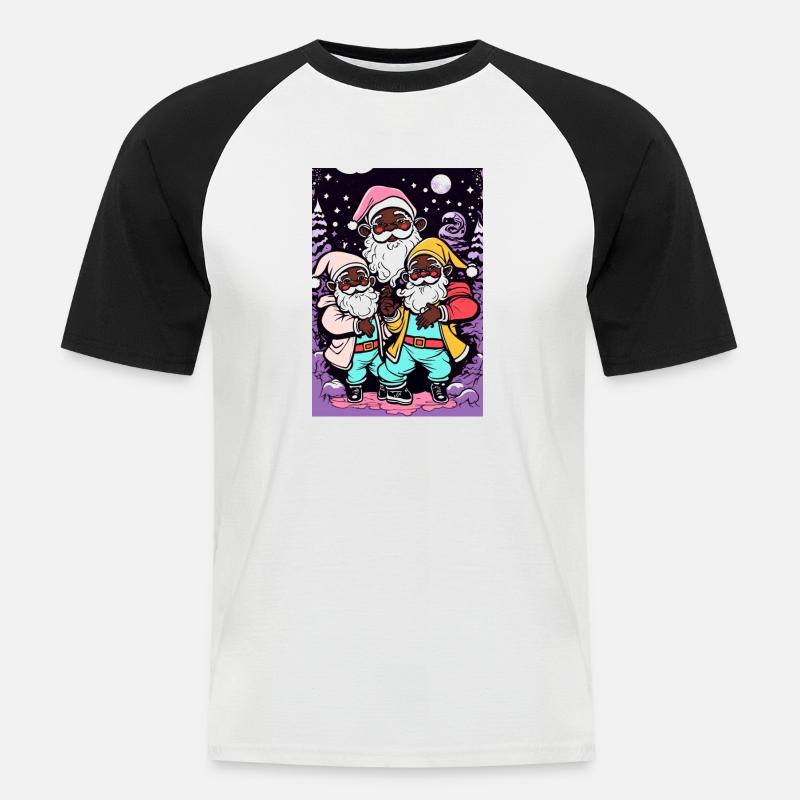 Afro Weihnachtsmann - Traditionen brechen - Männer Baseball-T-Shirt - Weiß/Schwarz