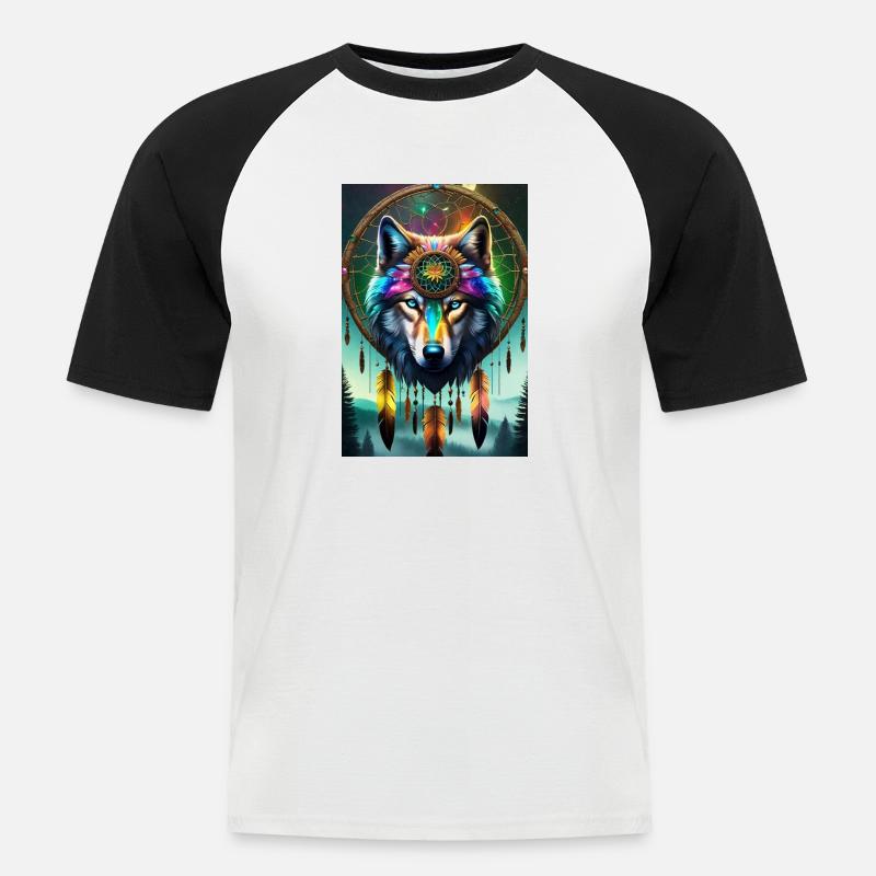 Wolf on your Side - Männer Baseball-T-Shirt - Weiß/Schwarz