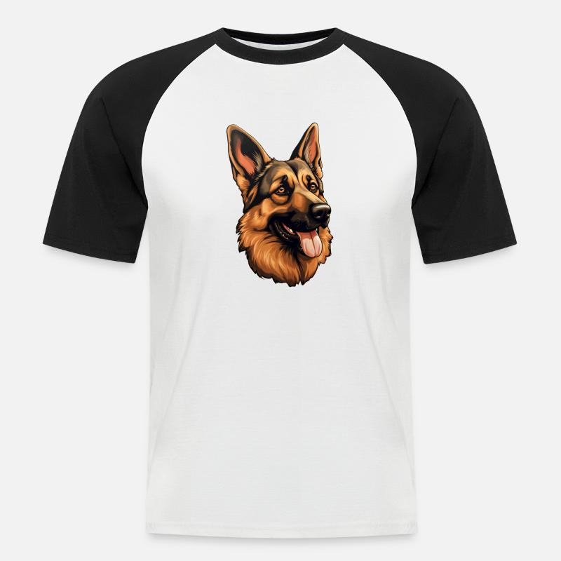 German Shepherd's Head German - Men's Baseball T-Shirt - white/black