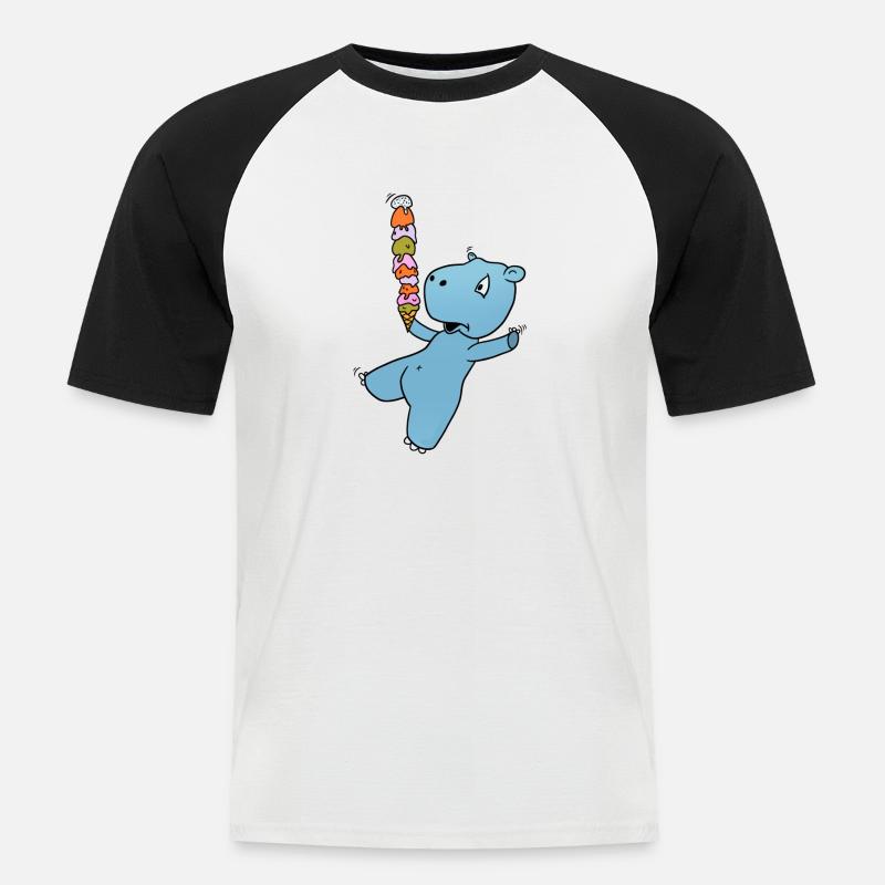 Nilpferd Eis - Männer Baseball-T-Shirt - Weiß/Schwarz