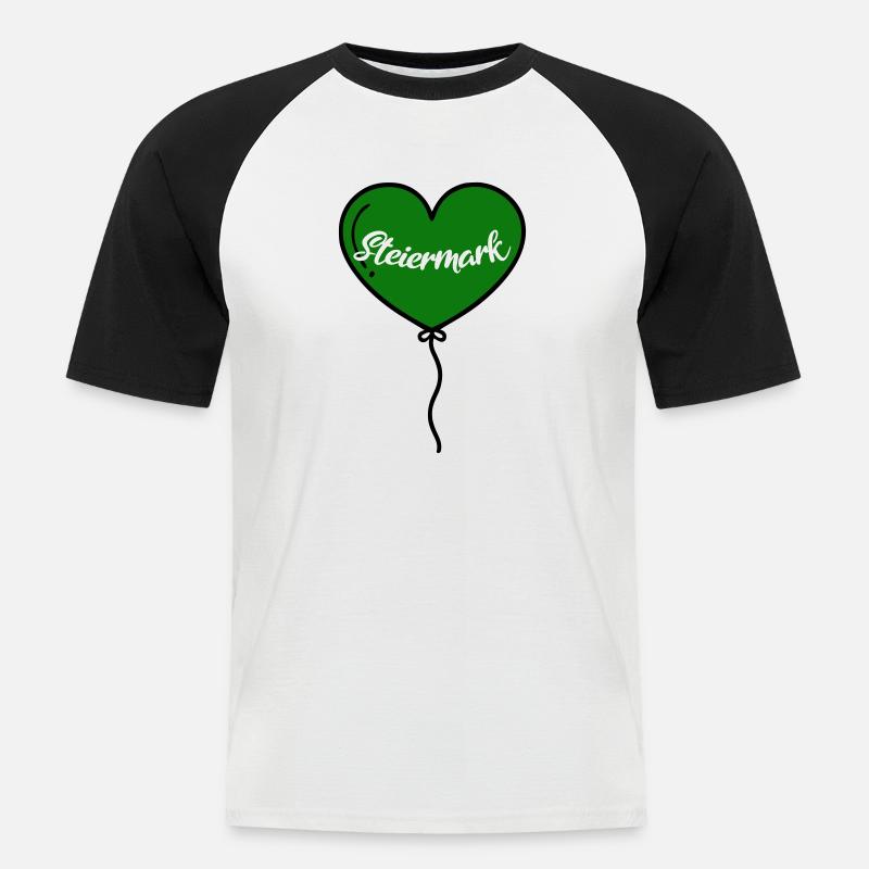 Steiermark Herz Luftballon - Männer Baseball-T-Shirt - Weiß/Schwarz