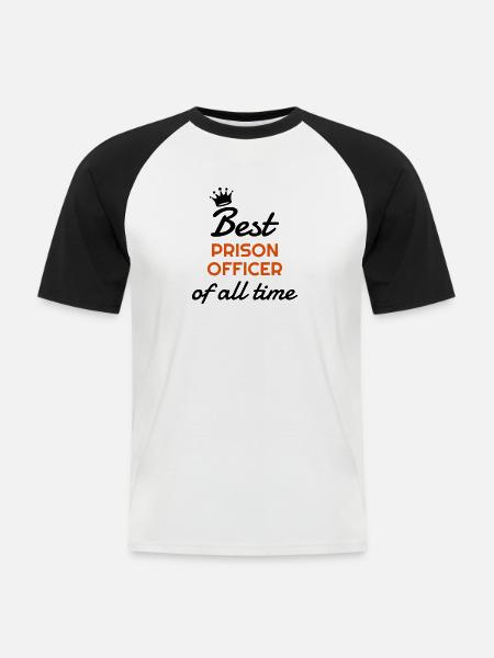 Gefängniswärter / Gefängnis / Polizei / Zelle - Männer Baseball-T-Shirt - Weiß/Schwarz