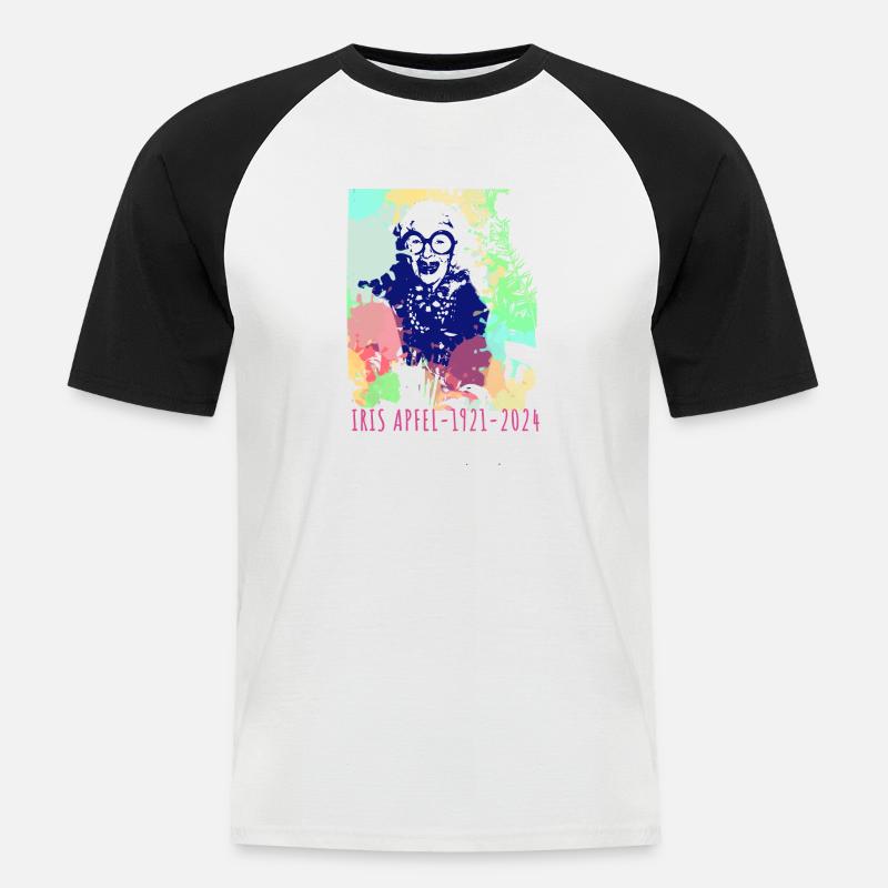 Illustration, bunt, Graffiti, Iris Apfel - Männer Baseball-T-Shirt - Weiß/Schwarz