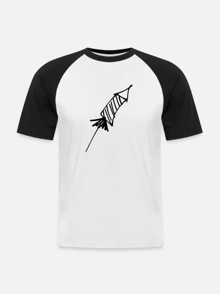 Silvester Rakete - Männer Baseball-T-Shirt - Weiß/Schwarz