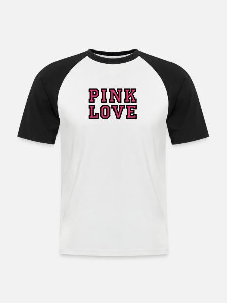 Pink Love 2 - Männer Baseball-T-Shirt - Weiß/Schwarz