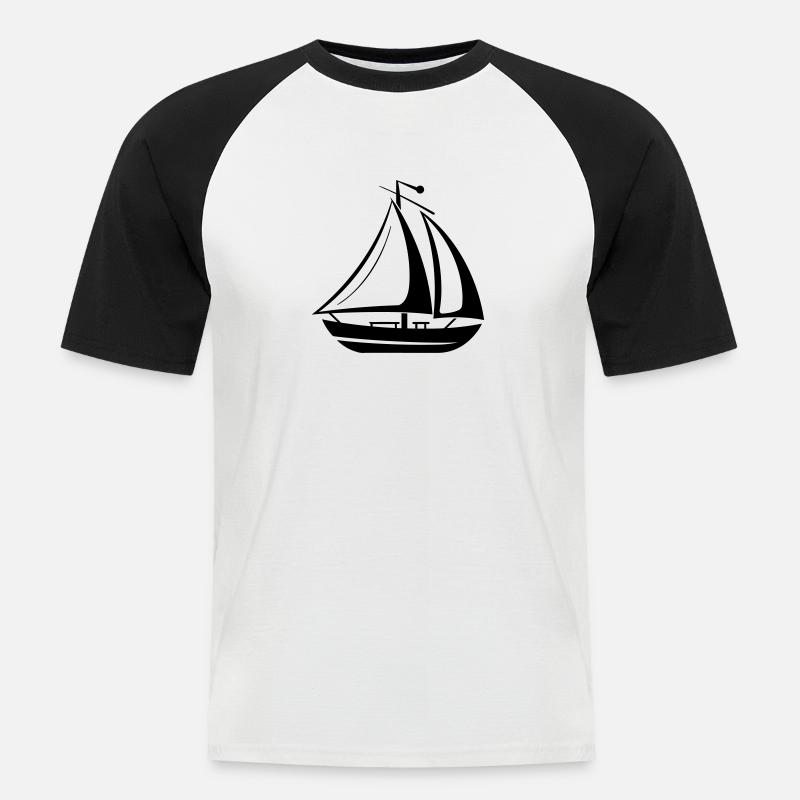 Segelschiff - Männer Baseball-T-Shirt - Weiß/Schwarz
