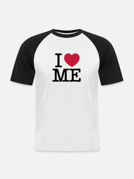 Ich liebe MICH - Männer Baseball-T-Shirt - Weiß/Schwarz