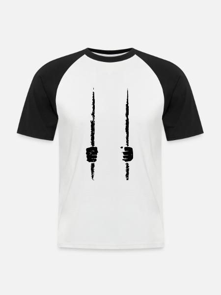gefangen - Männer Baseball-T-Shirt - Weiß/Schwarz