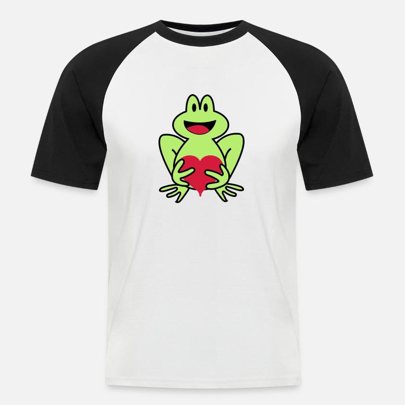 frosch - Männer Baseball-T-Shirt - Weiß/Schwarz