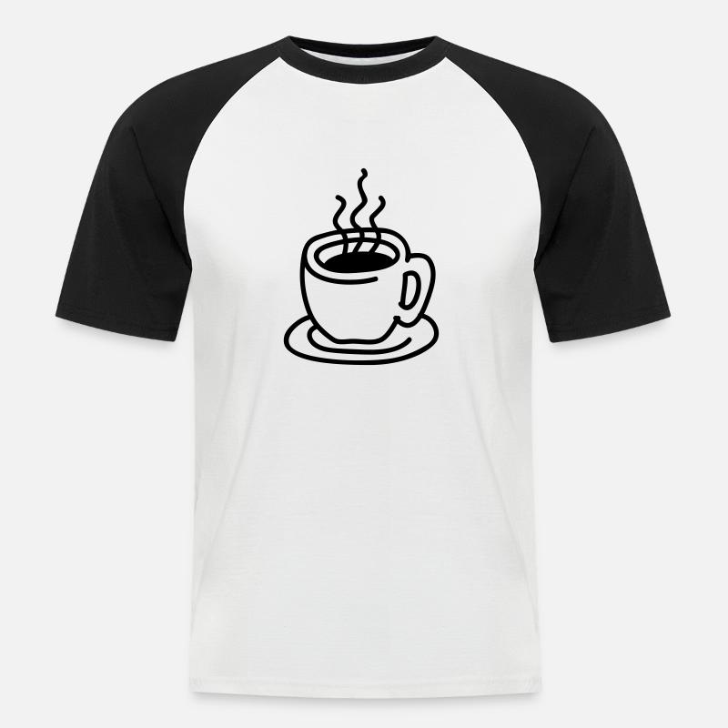 Kaffeetasse - Männer Baseball-T-Shirt - Weiß/Schwarz