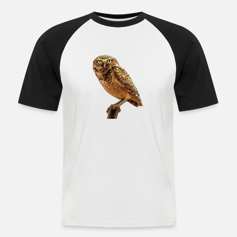 Die Eule die Eule - Männer Baseball-T-Shirt - Weiß/Schwarz