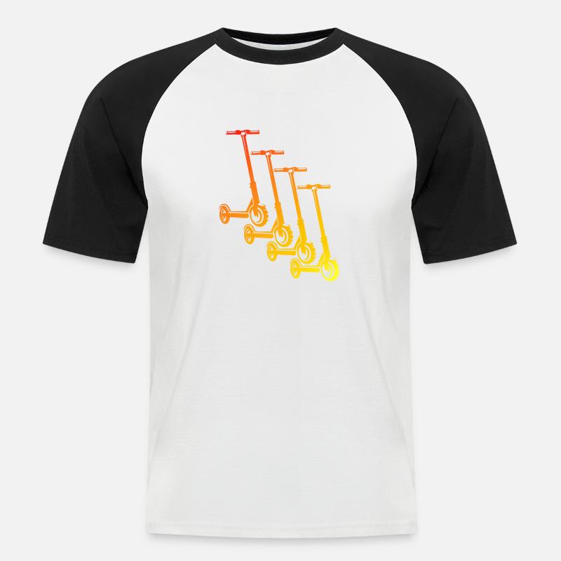 E-Scooter E-Roller Scooter - Männer Baseball-T-Shirt - Weiß/Schwarz