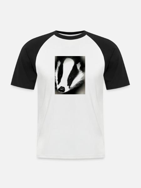 Dachs coole Porträtzeichnung - Männer Baseball-T-Shirt - Weiß/Schwarz