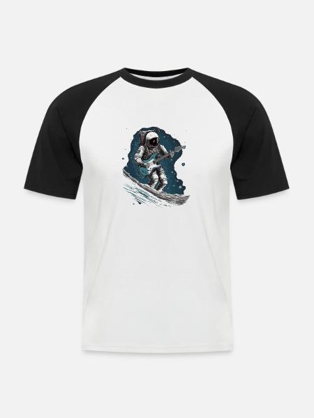 Moon Rock - Männer Baseball-T-Shirt - Weiß/Schwarz