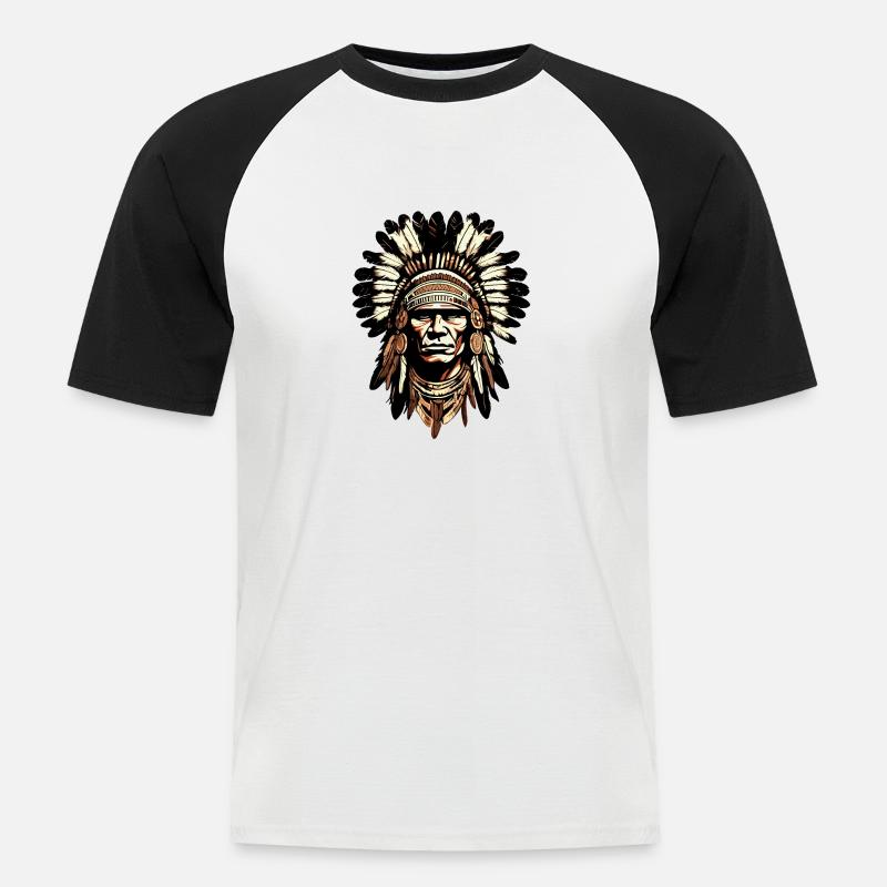 Actek Apache Indian - Men's Baseball T-Shirt - white/black