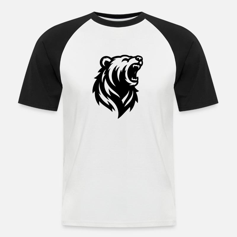 Ein großer brüllender Bär - Männer Baseball-T-Shirt - Weiß/Schwarz