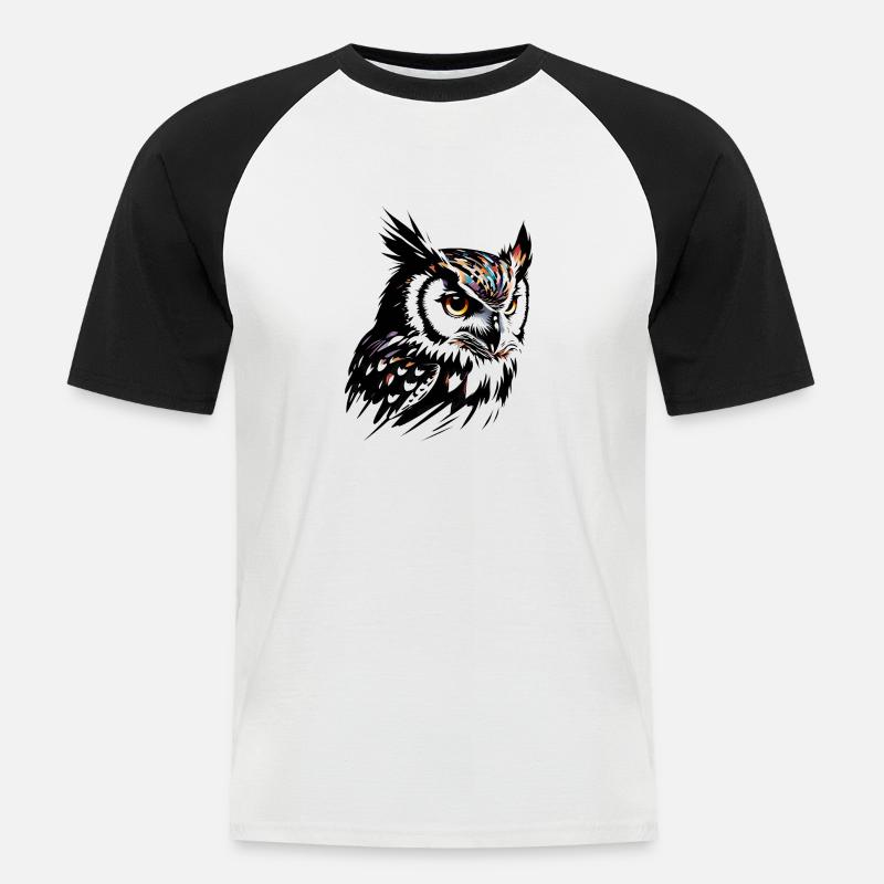 Coole Eule - Männer Baseball-T-Shirt - Weiß/Schwarz