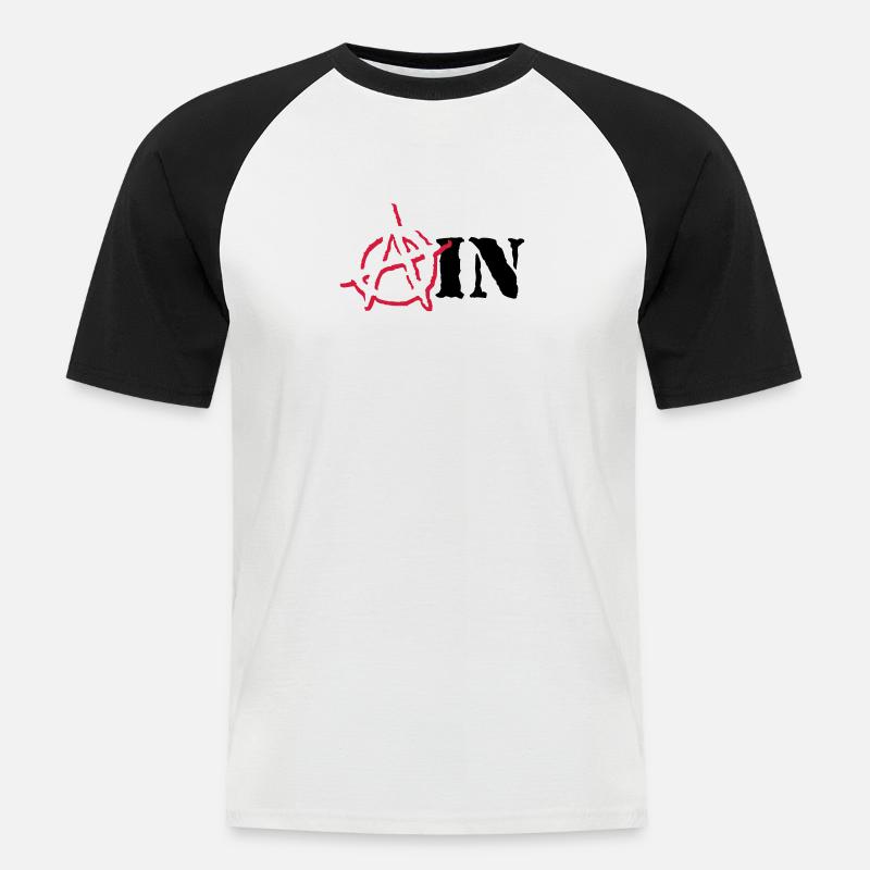 Anarchy Ain - Männer Baseball-T-Shirt - Weiß/Schwarz