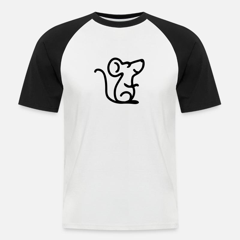 Mouse dreams - Line - Men's Baseball T-Shirt - white/black