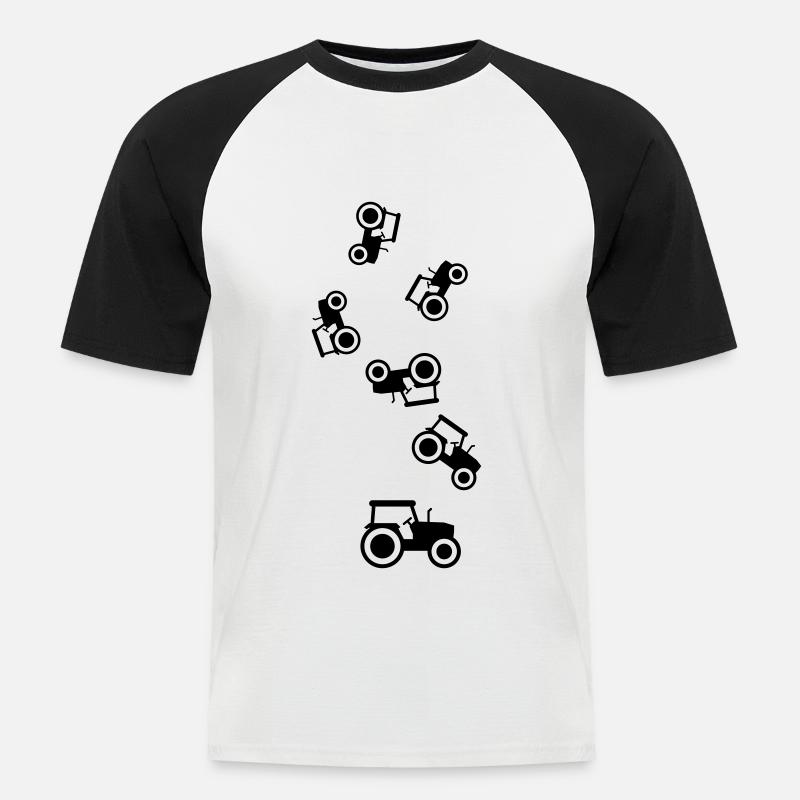 Traktor icon Silhouette - Männer Baseball-T-Shirt - Weiß/Schwarz