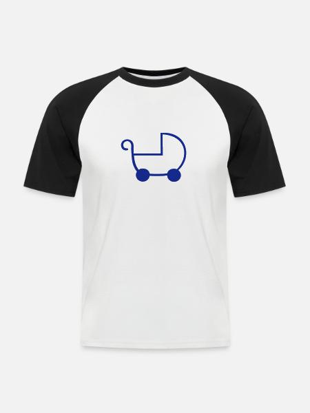 Kinderwagen - Männer Baseball-T-Shirt - Weiß/Schwarz