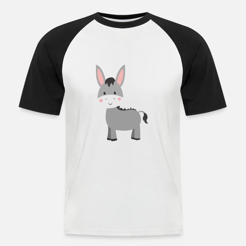 Esel - Männer Baseball-T-Shirt - Weiß/Schwarz