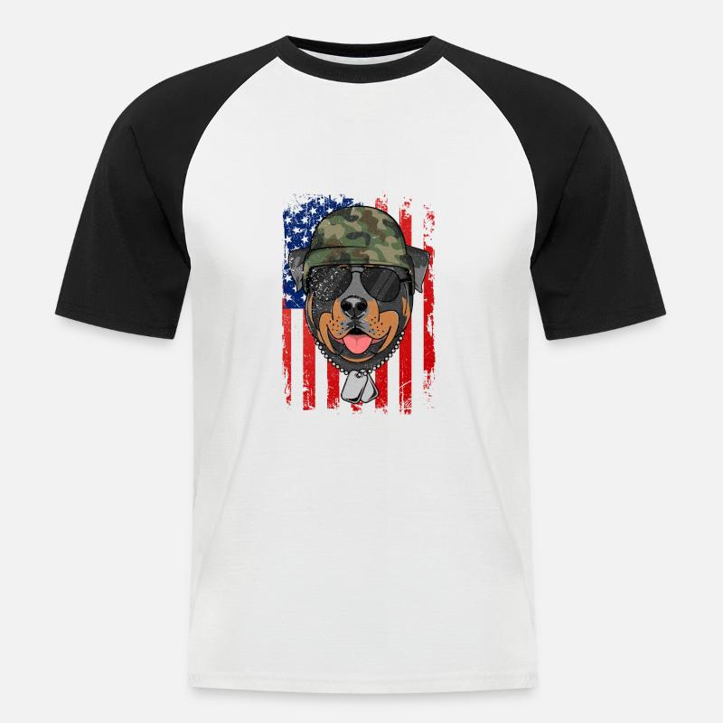 ROTTWEILER - Männer Baseball-T-Shirt - Weiß/Schwarz