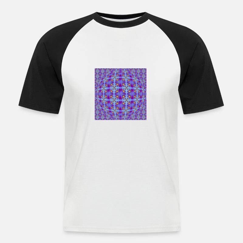 FRACTAL PATTERN LIGHT OP ART - Männer Baseball-T-Shirt - Weiß/Schwarz