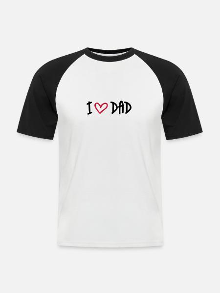 I Love Dad - Männer Baseball-T-Shirt - Weiß/Schwarz