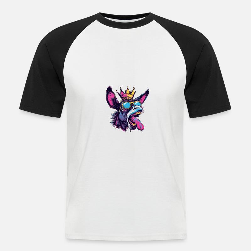 Esel Comic - Männer Baseball-T-Shirt - Weiß/Schwarz