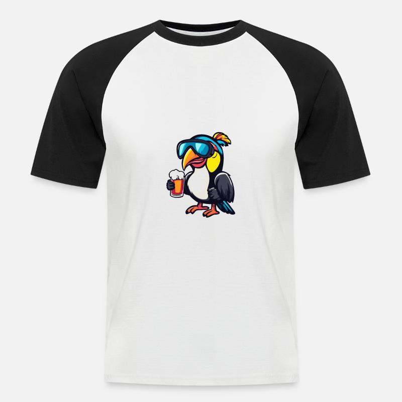 Tukan Vogel Ski Bier - Männer Baseball-T-Shirt - Weiß/Schwarz
