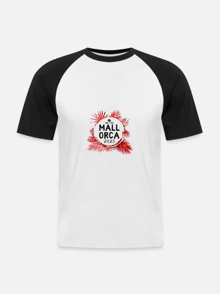Mallorca 2025 Bunt - Männer Baseball-T-Shirt - Weiß/Schwarz