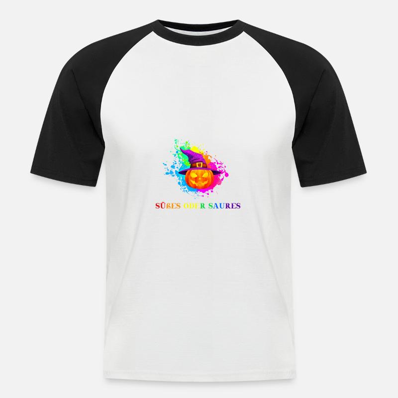 Halloween Süßes oder Saures Geschenkidee - Männer Baseball-T-Shirt - Weiß/Schwarz