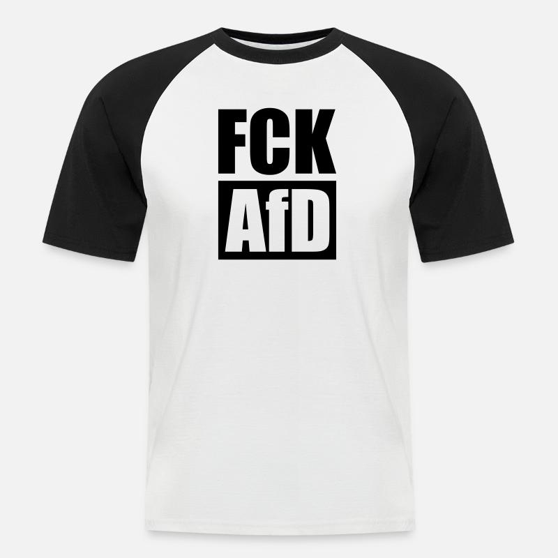 Fuck AFD - Männer Baseball-T-Shirt - Weiß/Schwarz