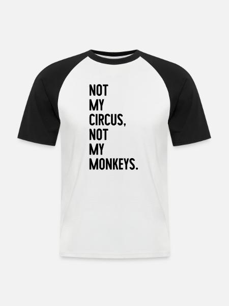 Pas mon cirque, pas mes singes - T-shirt baseball manches courtes Homme - blanc/noir