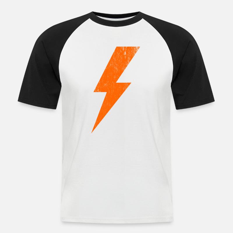 Leuchtender Blitz Design - Männer Baseball-T-Shirt - Weiß/Schwarz