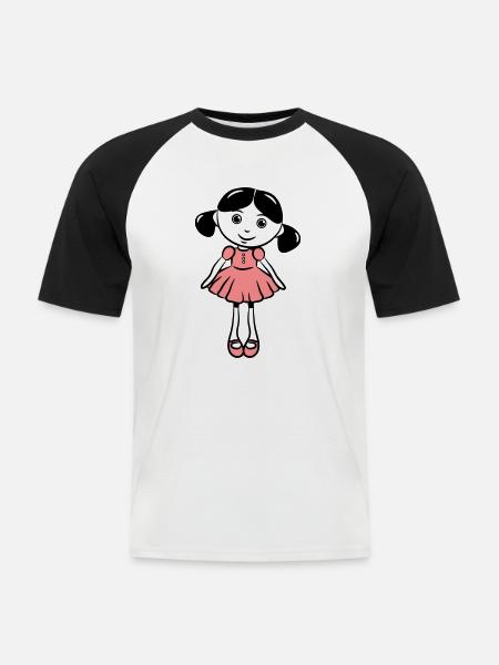 Puppe süss nett - Männer Baseball-T-Shirt - Weiß/Schwarz