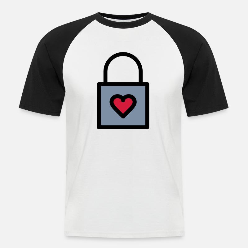 Vorhängeschloss, Liebesschloss - Männer Baseball-T-Shirt - Weiß/Schwarz