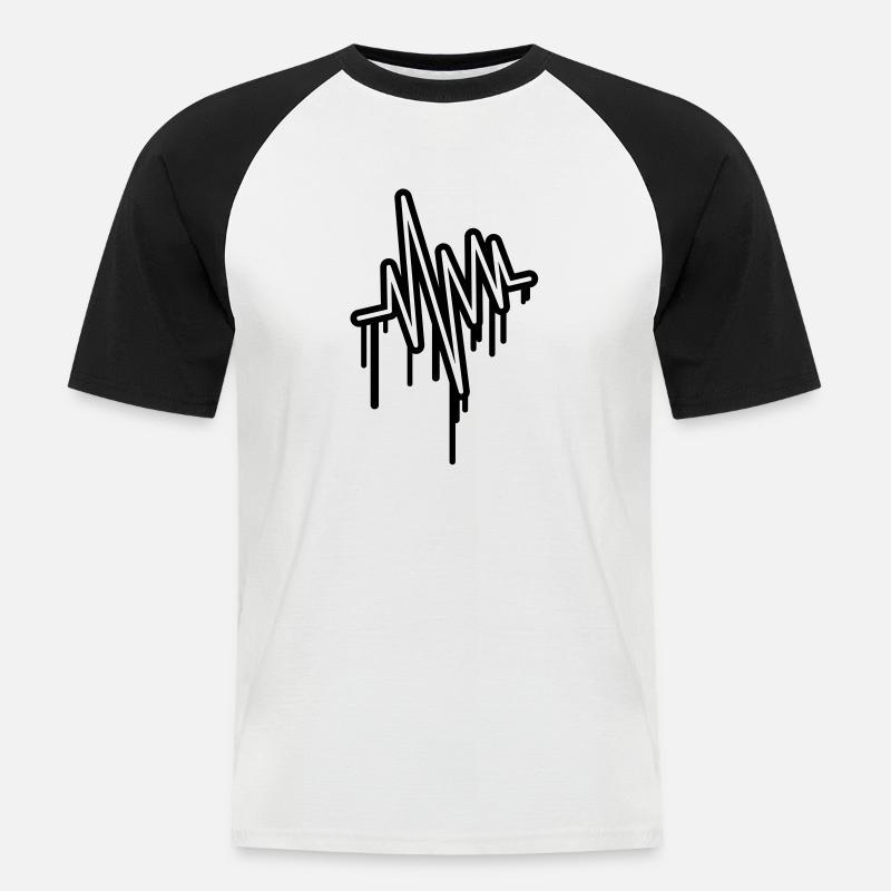 wave_pulse_grunge_u1 - Männer Baseball-T-Shirt - Weiß/Schwarz