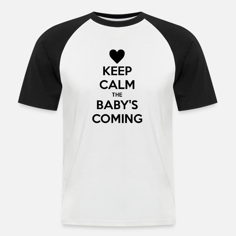 keep calm baby - Männer Baseball-T-Shirt - Weiß/Schwarz