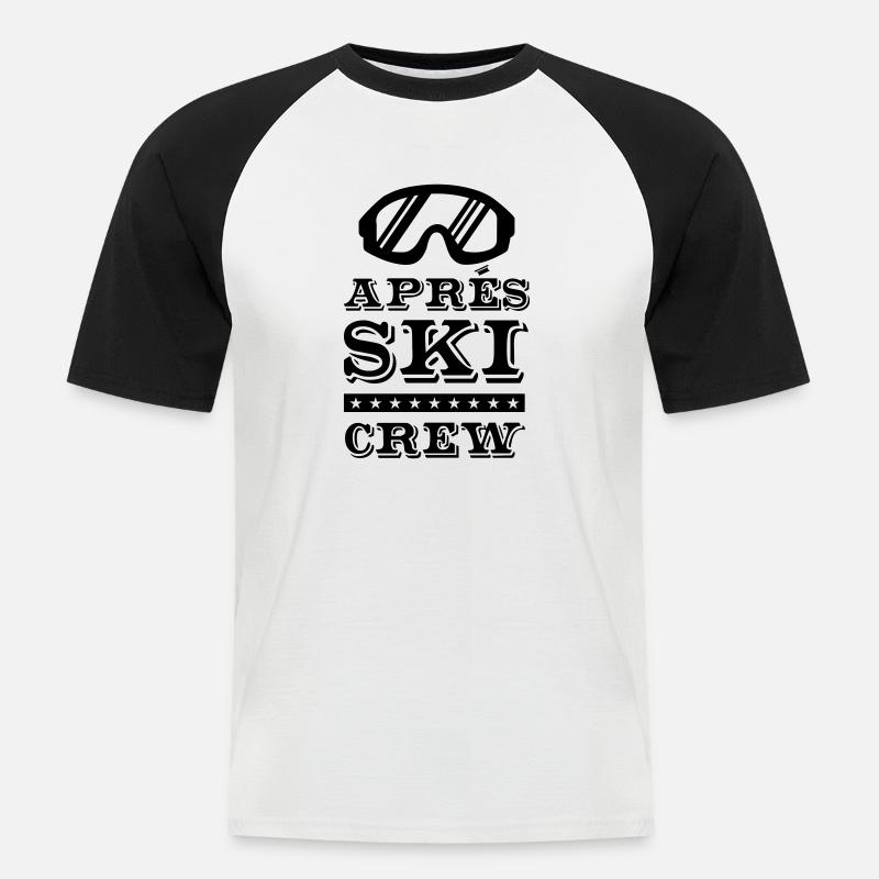 apres ski crew brille - Männer Baseball-T-Shirt - Weiß/Schwarz