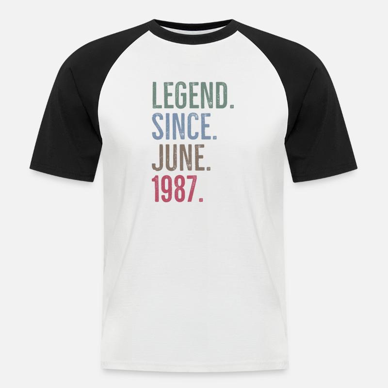 Legende seit Juni 1987 - Männer Baseball-T-Shirt - Weiß/Schwarz