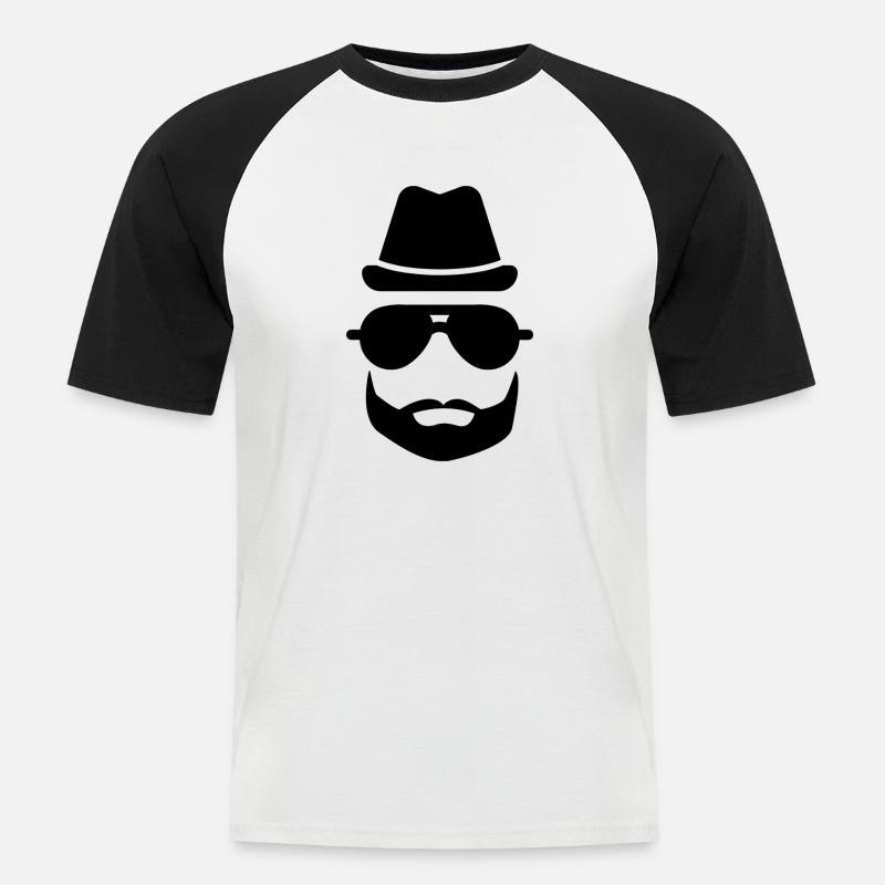 Cool Bartmann ... Hat Sunglasses Beard - Men's Baseball T-Shirt - white/black