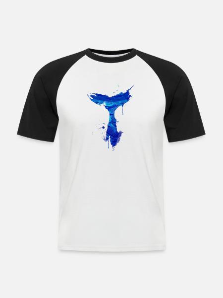 Walflosse, Flosse,wal, Walfisch, Graffiti - Männer Baseball-T-Shirt - Weiß/Schwarz